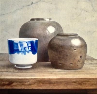 Two Saltglaze Jars and Chinese Pot