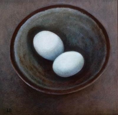 Blue Eggs in a Saltglaze Bowl