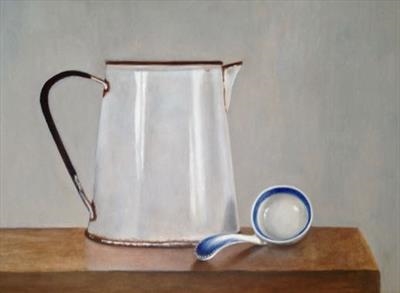 Enamel Jug and China Ladle