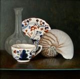 Breakfast Cup and Nautilus by Linda Brill, Painting, Oil on canvas