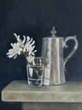 Coffee Pot by Linda Brill, Painting, Oil on Board