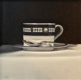 Cup, Saucer and Spoon by Linda Brill, Painting, Oil on Board