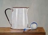 Enamel Jug and China Ladle by Linda Brill, Painting, Oil on Board