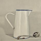 Enamel Jug and silver Ladle by Linda Brill, Painting, Oil on Board