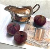 Figs and Creamer by Linda Brill, Painting, Oil on Board
