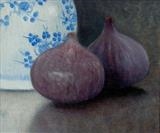 Figs and Ginger Jar by Linda Brill, Painting, Oil on Board