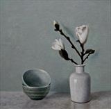 Magnolia by Linda Brill, Painting, Oil on Board