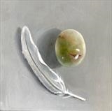 Marble Egg and Feather by Linda Brill, Painting, Oil on Board