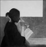 Reading by Linda Brill, Drawing, Charcoal on Paper