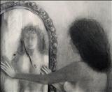 Reflection by Linda Brill, Drawing, Charcoal on Paper