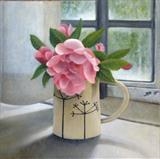 Rose in a Coriander Jug by Linda Brill, Painting, Oil on Board