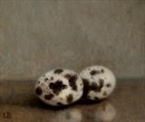 Speckled eggs by Linda Brill, Painting, Oil on Board