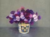 Sweetpeas in a Cup by Linda Brill, Painting, Oil on Board