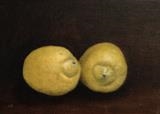 Two Lemons by Linda Brill, Painting, Oil on Board