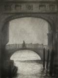 Venice Bridge of Sighs by Linda Brill, Drawing, Charcoal on Paper