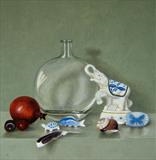 White Elephant and Other Creatures by Linda Brill, Painting, Oil on Board