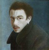 Witness - Portrait of a Young Man by Linda Brill, Painting, Oil on Board